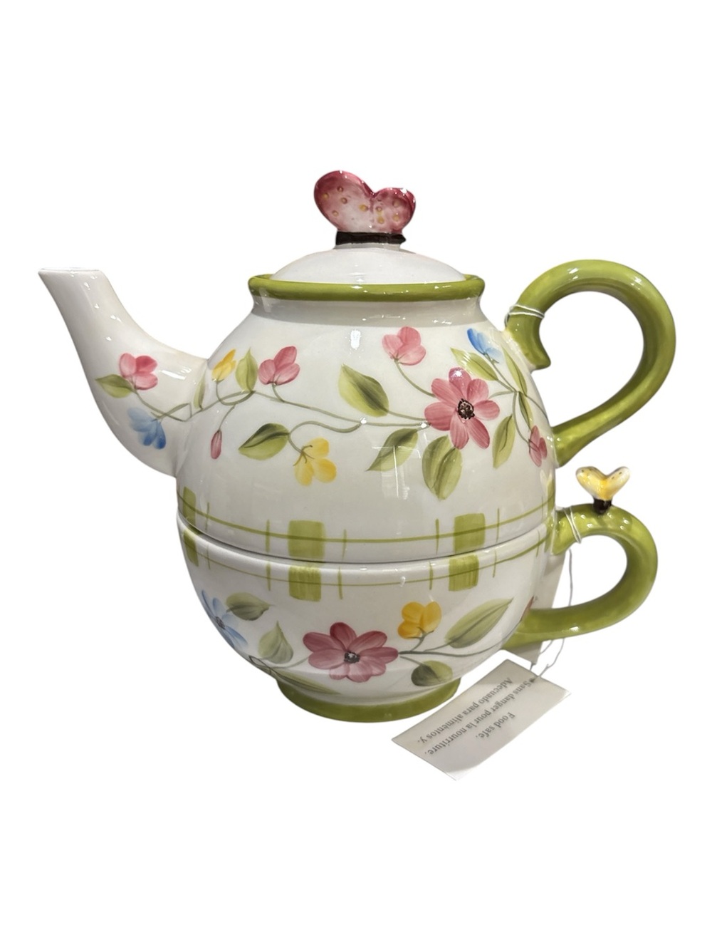 Home Interiors 3 Piece Vintage Floral Teapot w/lid and Cup 🆕
